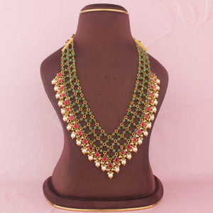 Regal Jadau Kundan Jali Necklace With Swarovski Pearls - Handcrafted Indian Bridal Jewelry by Dulhan Jewels