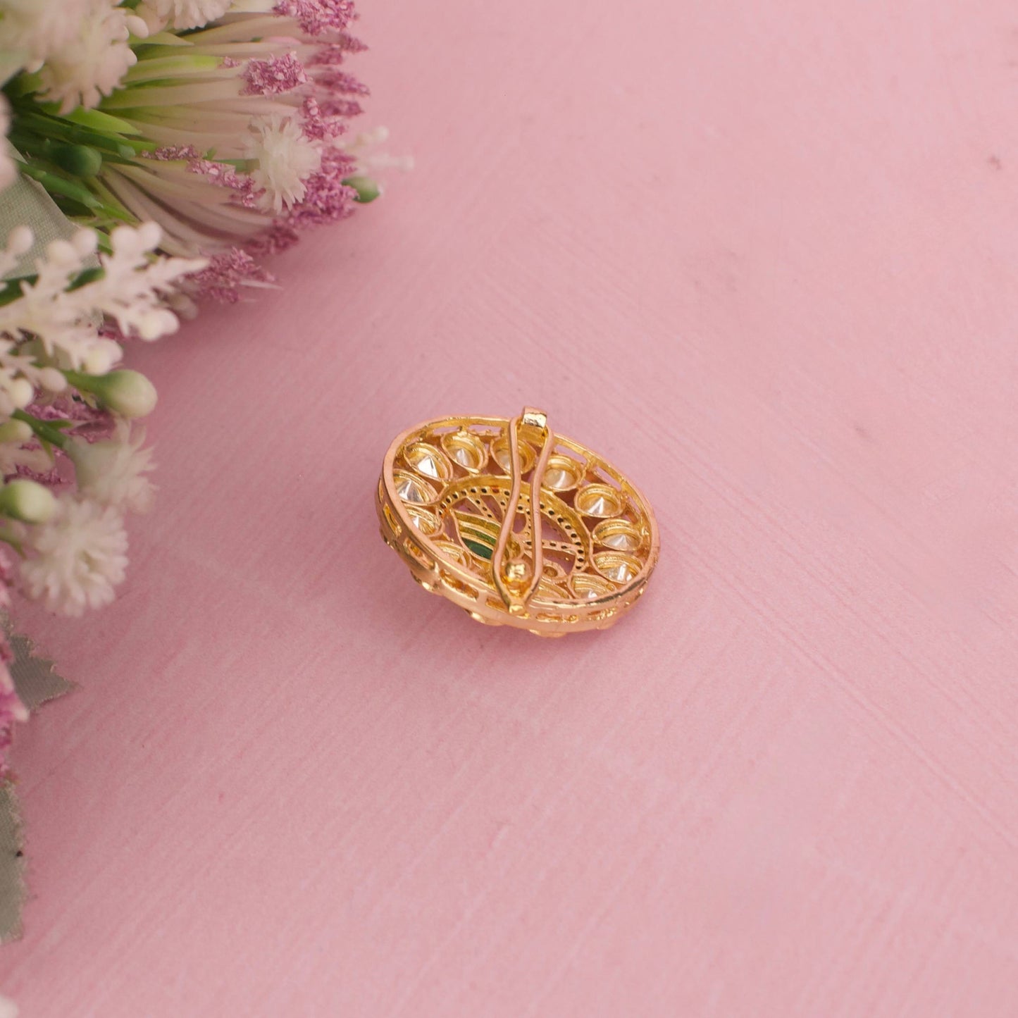 Designer Sun And Moon Polki Design Peacock Hairpin