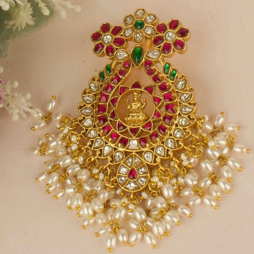 Floral Lakshmi Devi Design Jadau Kundan Locket