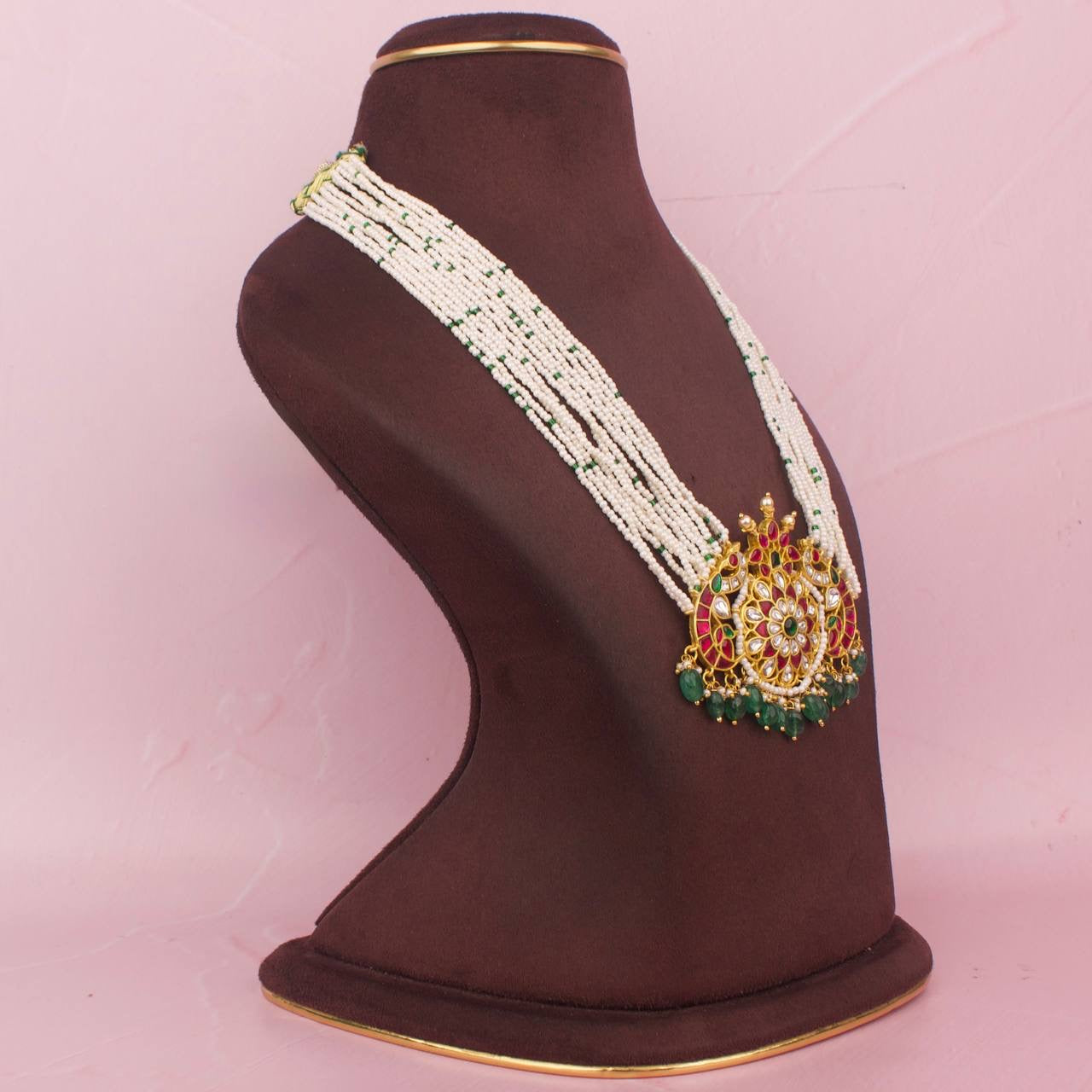 Gold Inspired Jadau Kundan Pearl Necklace