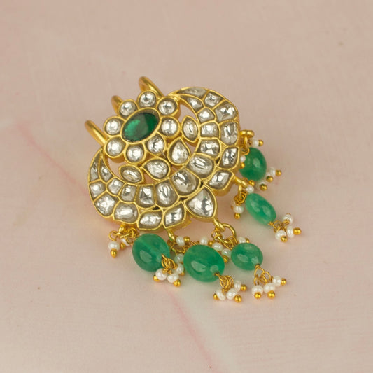 Gold Style Jadau Kundan Hairpin + Locket