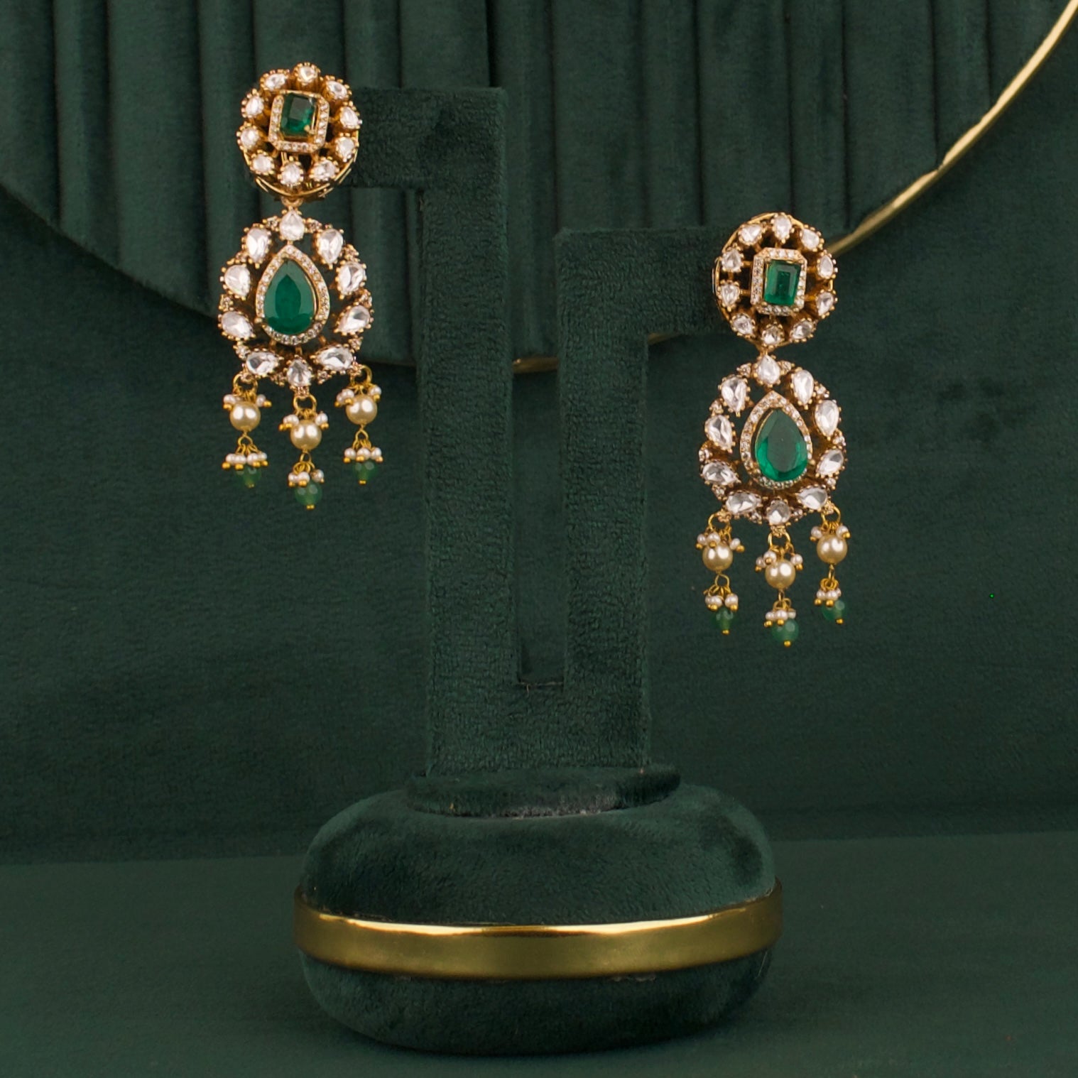 Captivating Moissaite Polki Choker With Earrings - DULHAN JEWELS