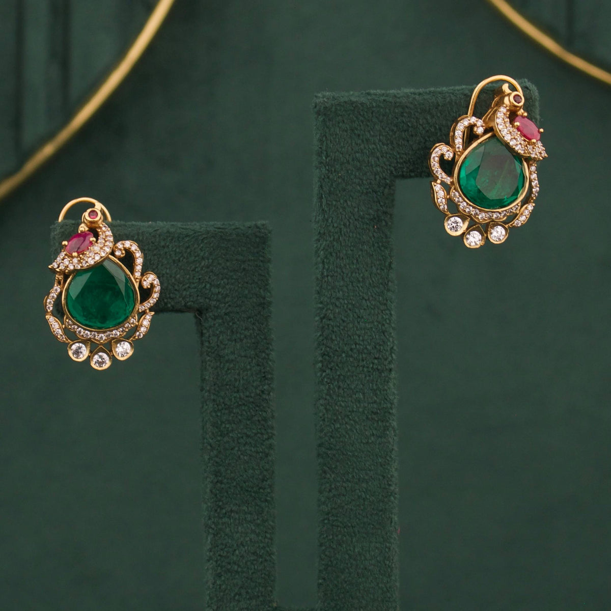 Royal Victorian Peacock Design Locket With Matching Earrings