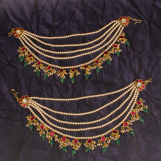 Bridal Jadau Kundan Champasaralu In Swarovski Pearl