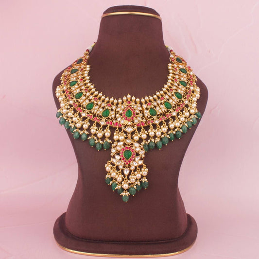 Pure 925 Silver Gold Plated Kundan Detachable Locket Necklace