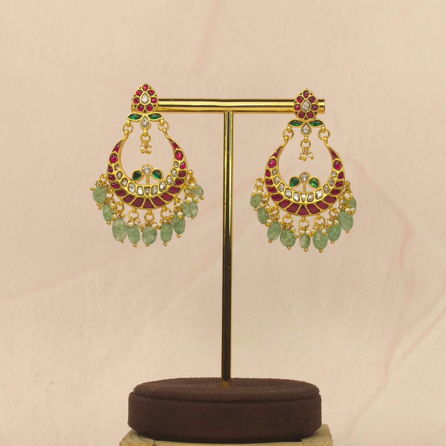 Traditional Jadau Kundan Chandbali earrings