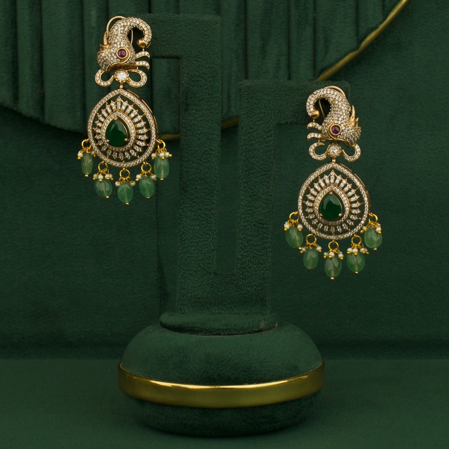 Regal Victorian Long Beads Haram Necklace With Matching Earrings