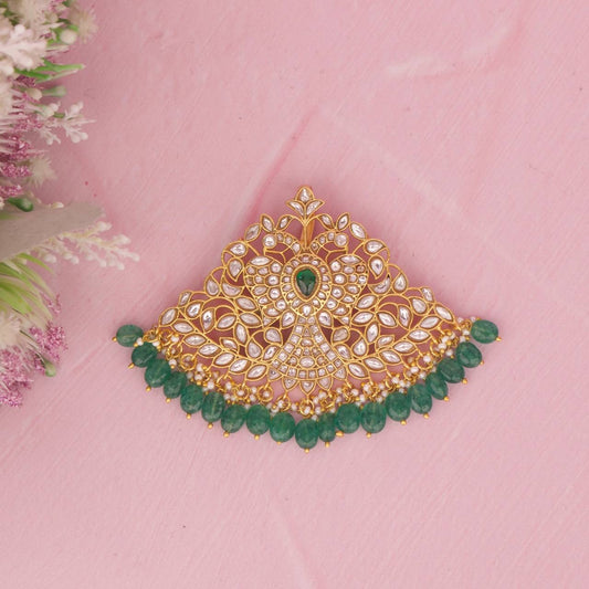 Real Gold Style White Jadau Kundan Stone Beads Hangings