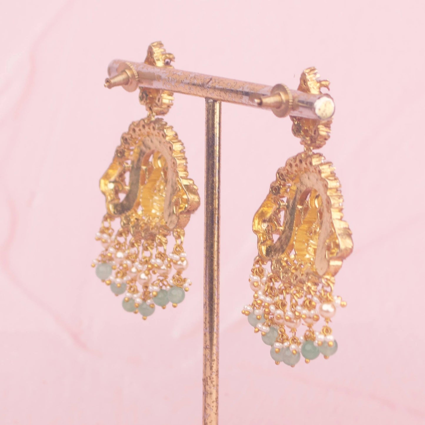 View 10 of Timeless Divine Laksmi Devi and Elephant Design Jadau Kundan Short Necklace Antique Necklace - Authentic Bridal Collection | Dulhan Jewels