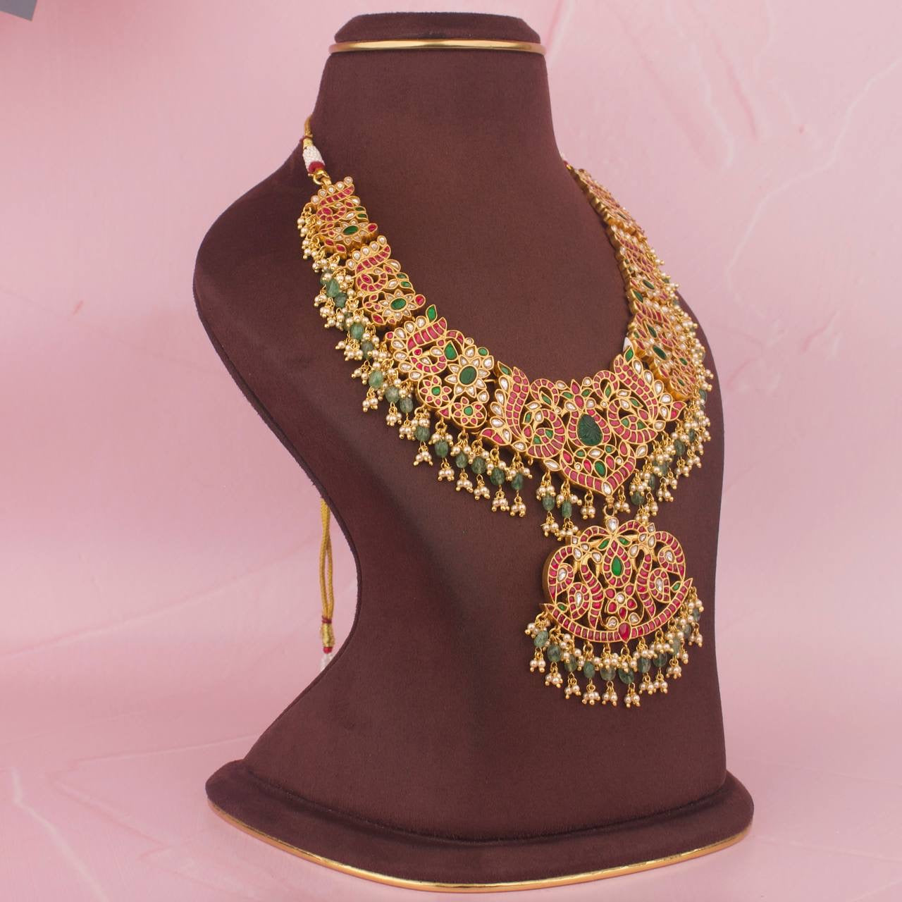 Bridal Edition : Jadau Kundan Necklace Made In 925 Silver And Gold Plating