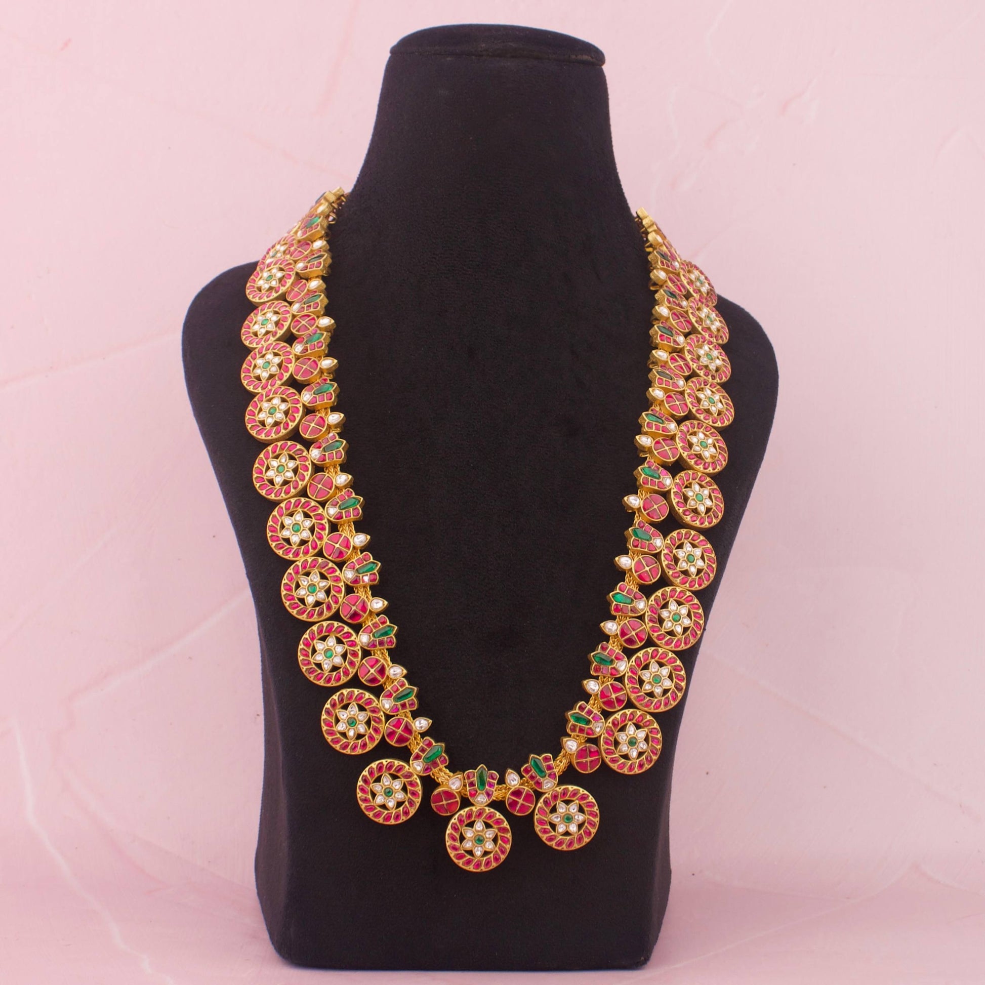 Bridal Jadau Kundan Long Bottumala Haram - Premium Indian Ethnic Jewelry | Dulhan Jewels