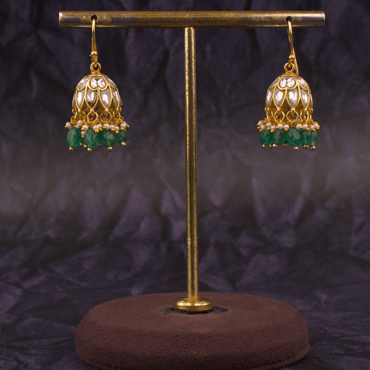 Cute Jadau Kundan Hanging Jhumki Earrings