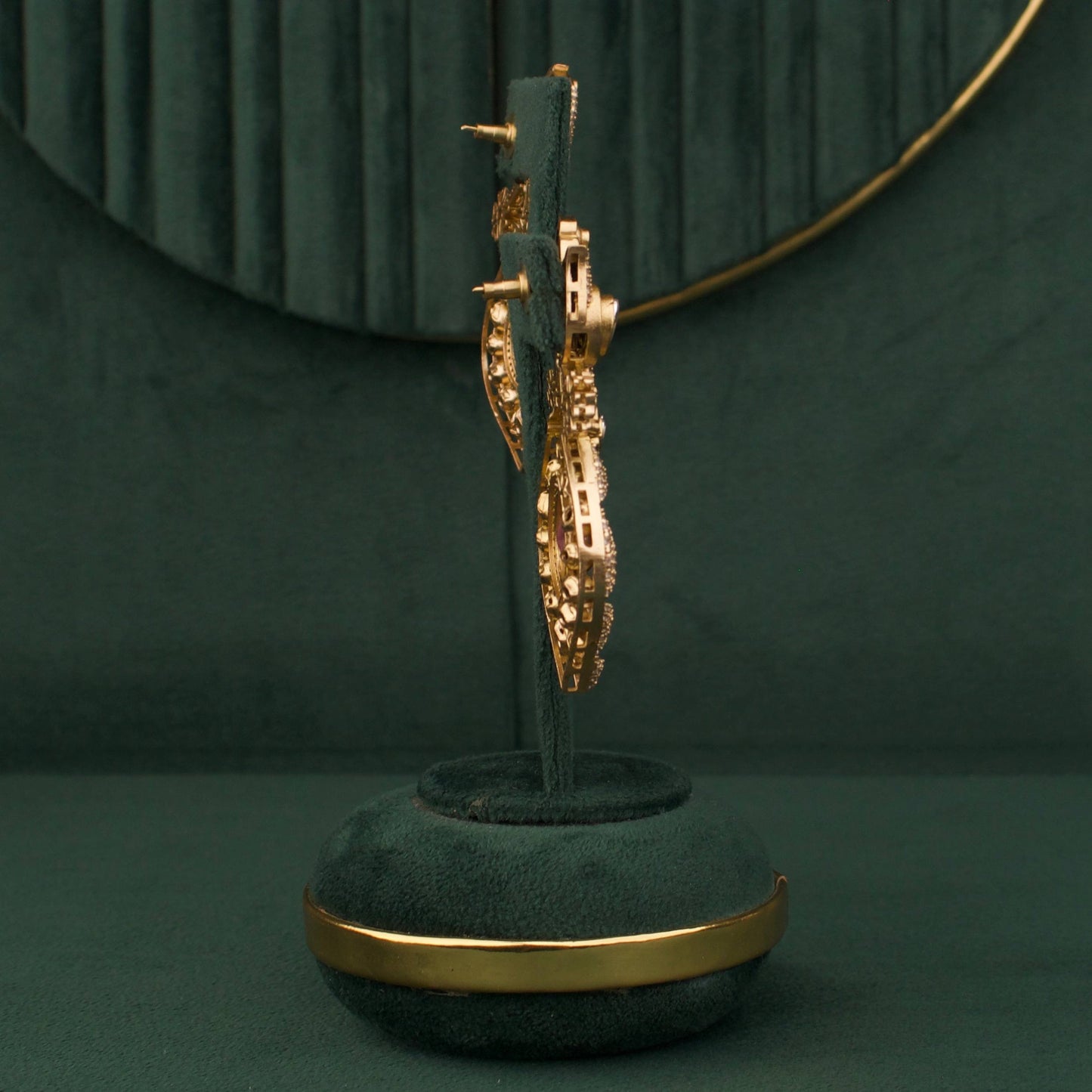 Regal Peacock Polki Necklace Set With Earrings