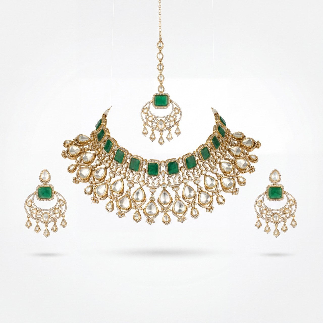 Intricate Design Polki Victorian Choker with Matching Earrings