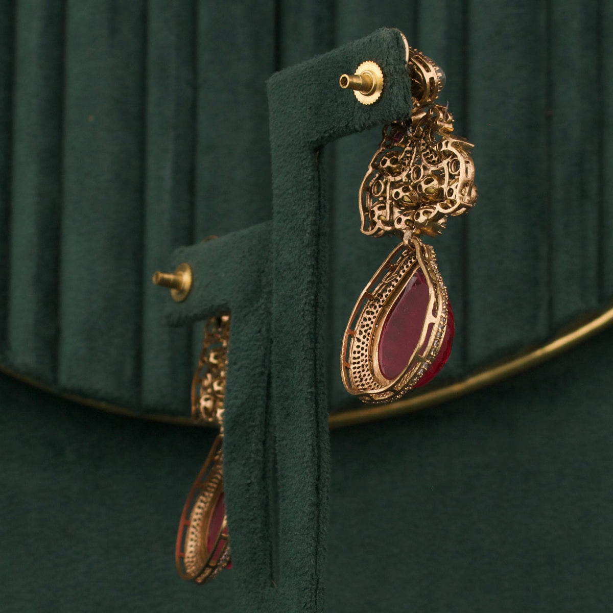 Peacock Design Victorian Polki Drop Earrings