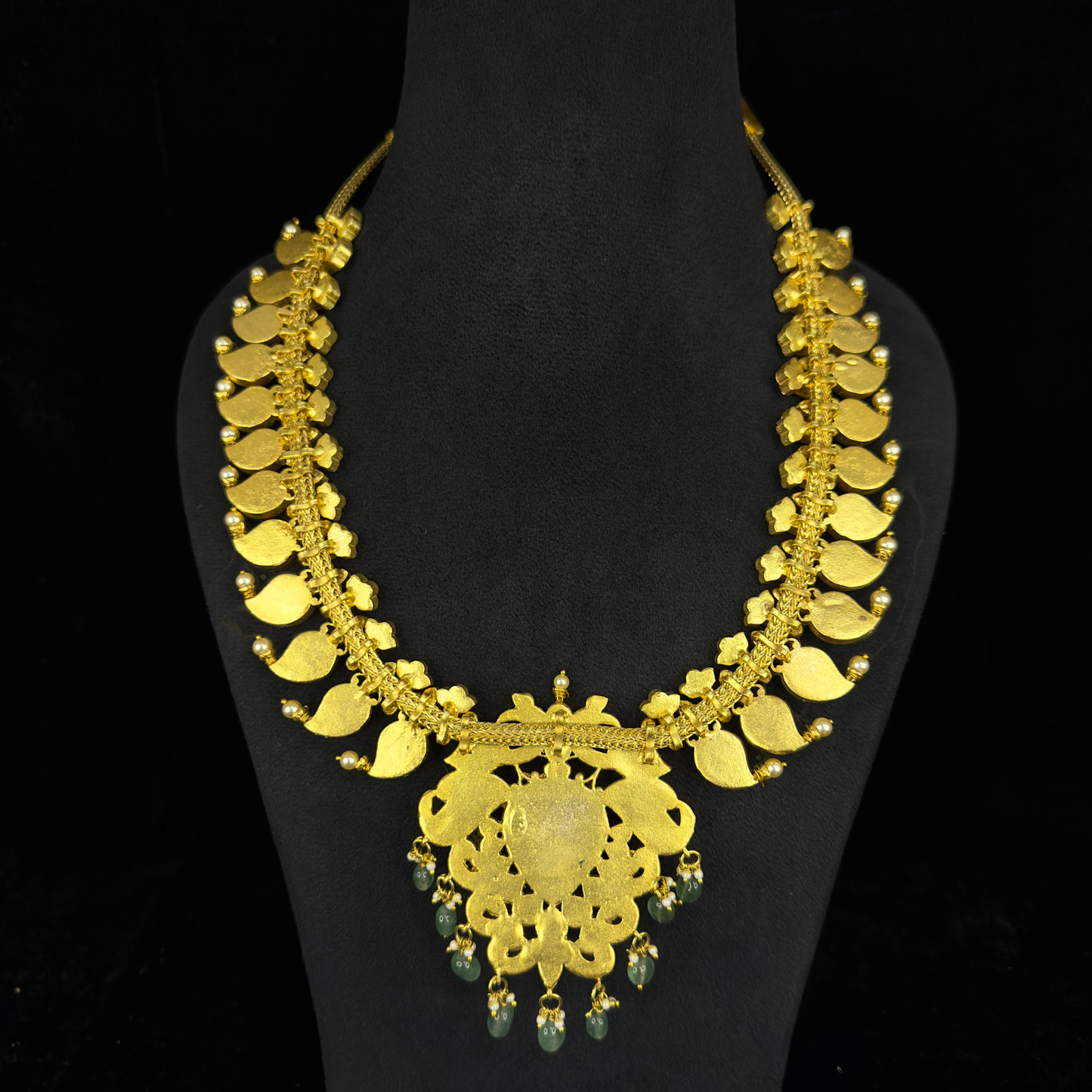 Majestic Gold Plated Jadau Kundan Long Mango Necklace