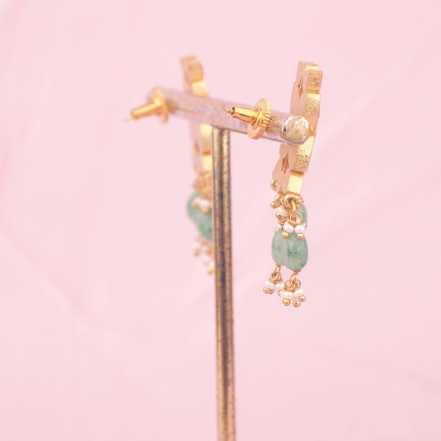 View 5 of Refined Multi Colored Jadau Kundan Necklace With Matching Earrings - Authentic Bridal Collection | Dulhan Jewels
