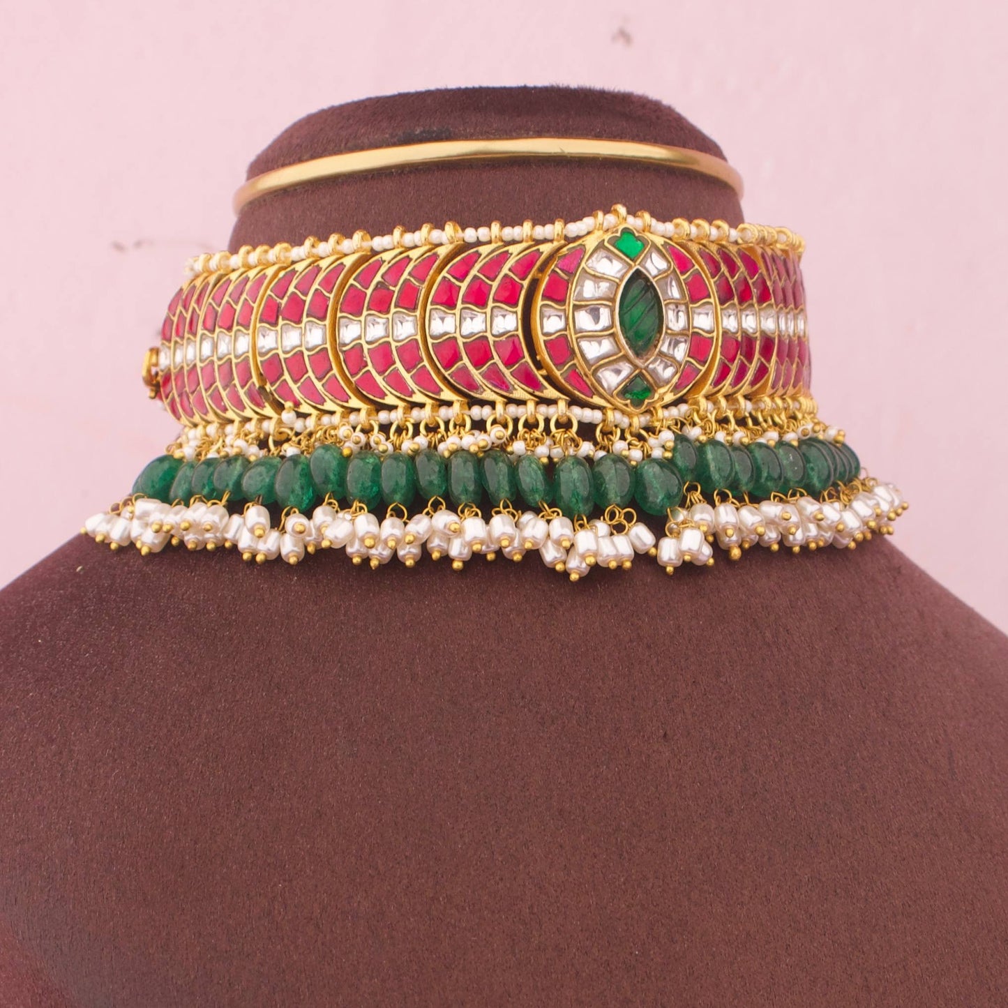 Bridal Jadau Kundan Choker With Ricepearl Hangings
