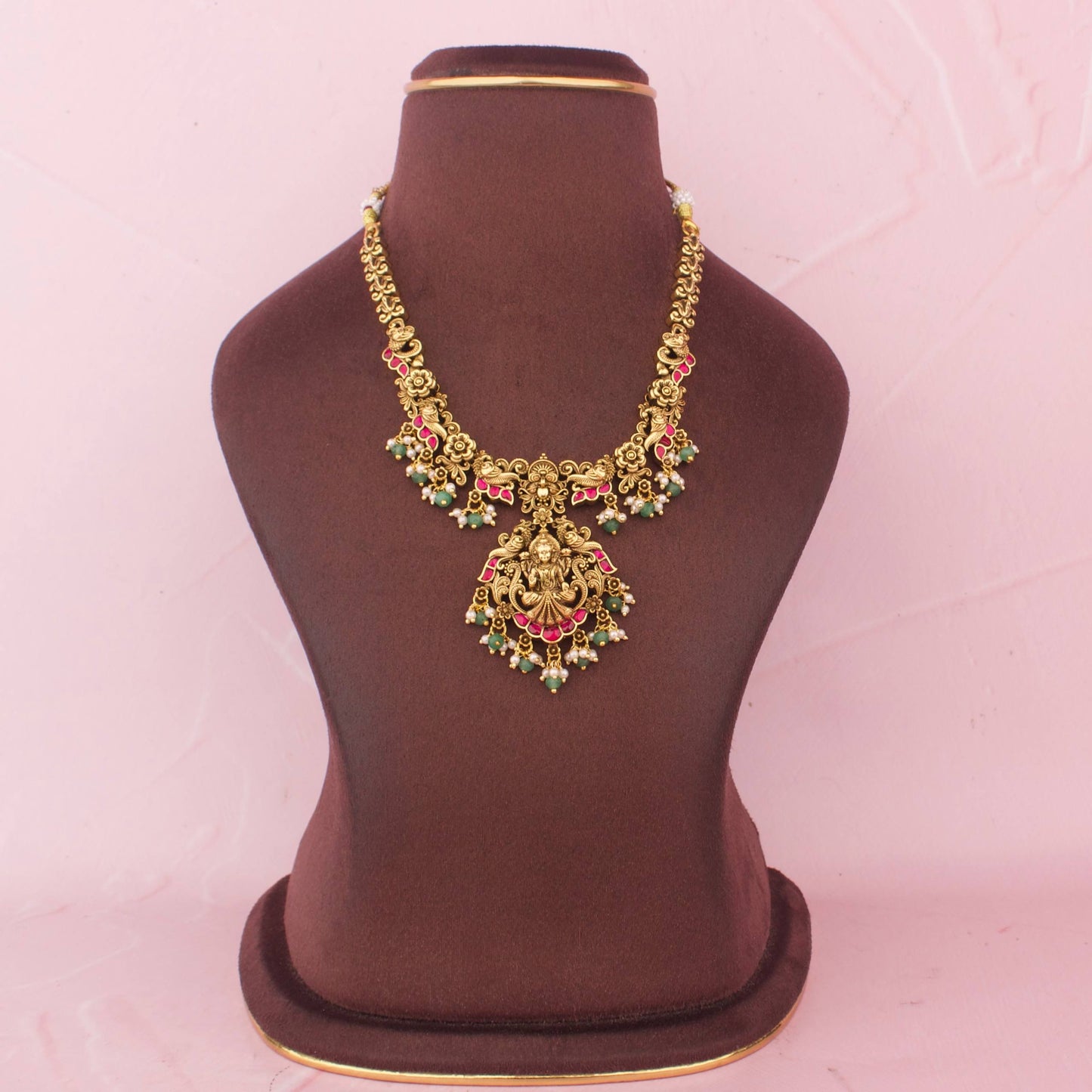 Traditional Nakshi Temple Necklace Set With Lakshmi Devi Pendant