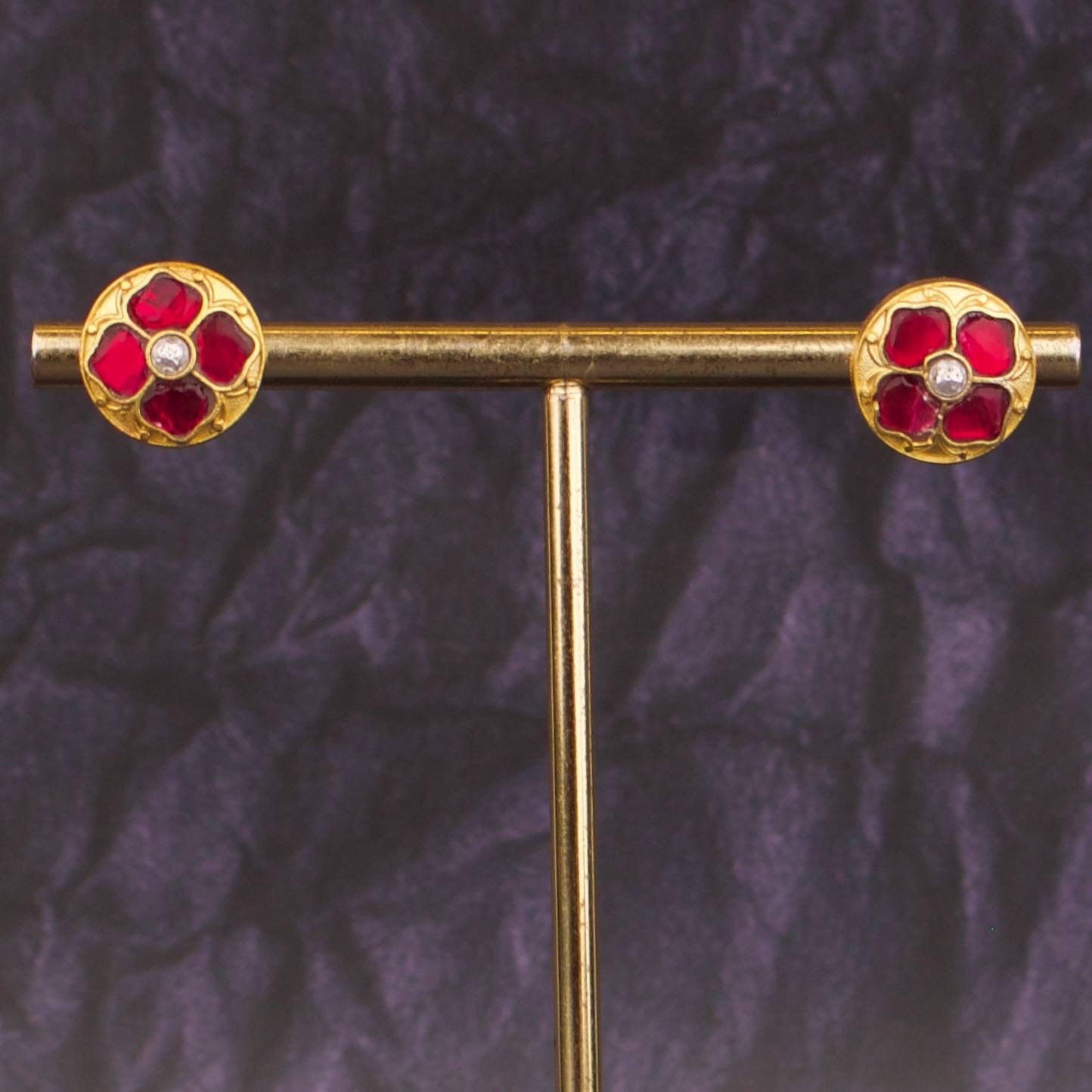 Premium Jadau Kundan Earrings In Floral Design