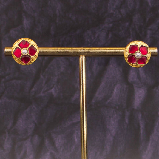 Premium Jadau Kundan Earrings In Floral Design