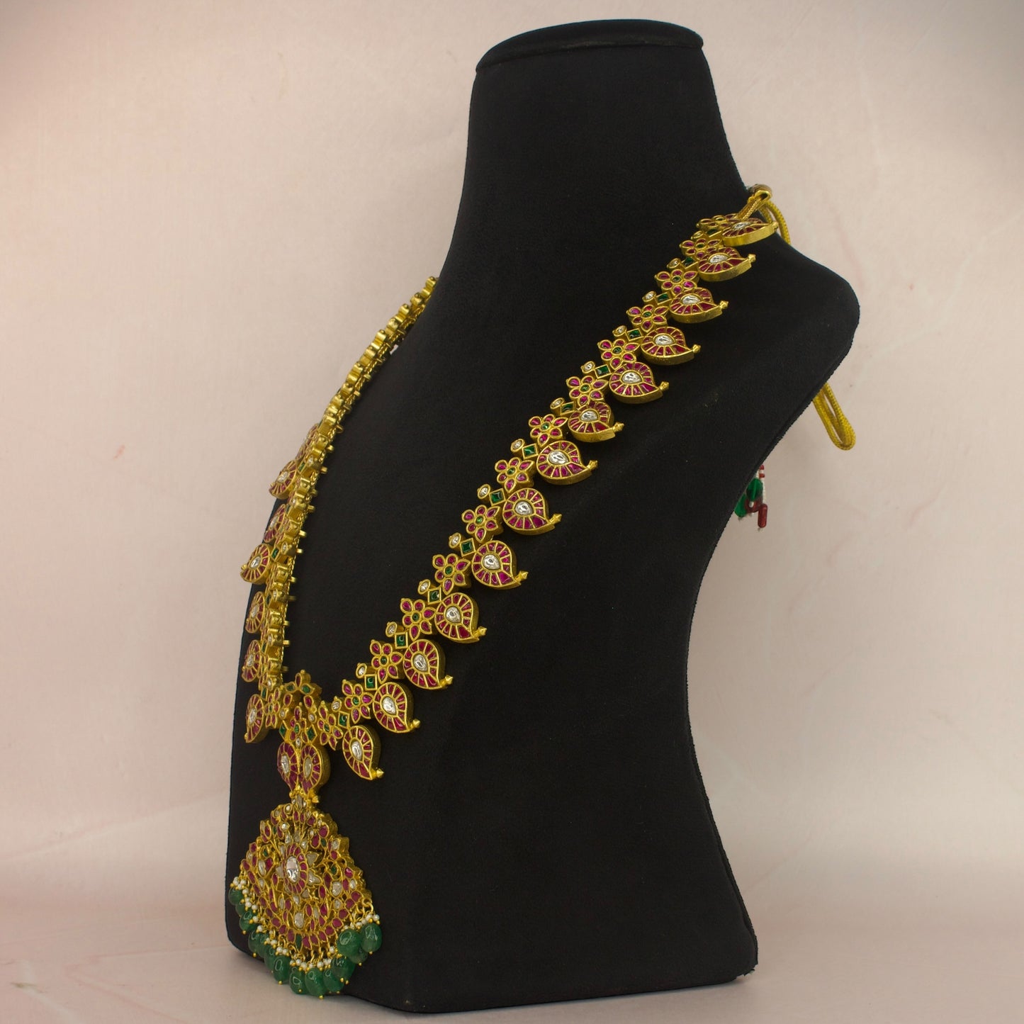 Luxurious 22K Gold Plated Jadau Kundan Mango Necklace with 22k gold plating