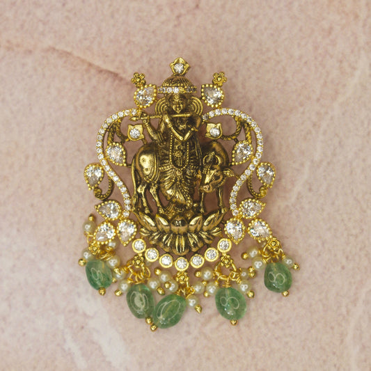 Lord Krishna Victorian Pendant with Beads & Pearl drops with High Quality Victorian finish. This product belongs to Victorian jewellery category
