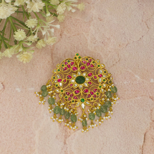 Majestic Multicolor Stone Jadau Kundan Pendant