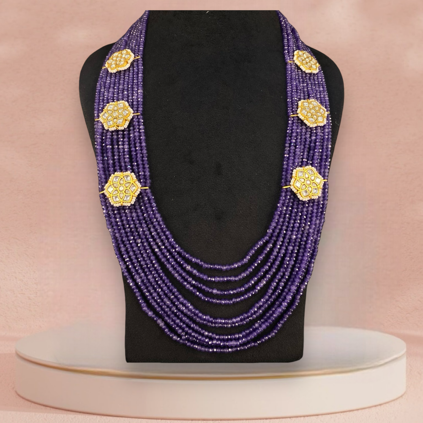 Bridal Layered Necklace with Kundan Side pendants