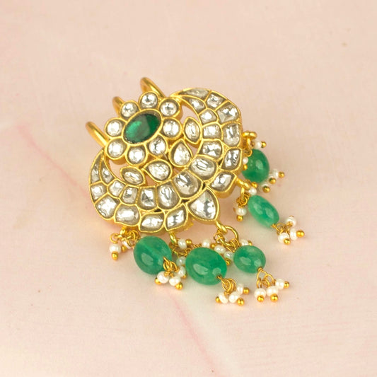 Gold Style Jadau Kundan Hairpin + Locket