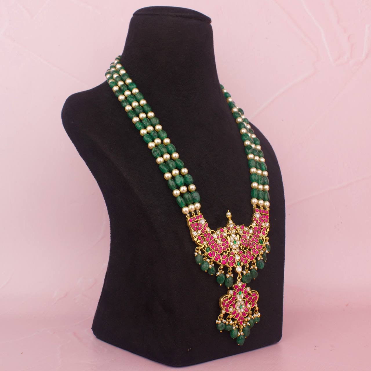 Royal Jadau Kundan Beads Mala With Pearl & Beads Strings
