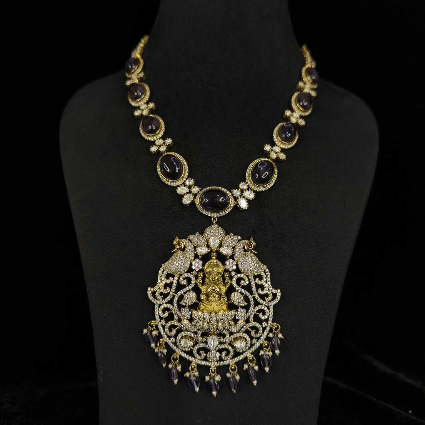 Temple Victorian Necklace set with Peacock Motifs