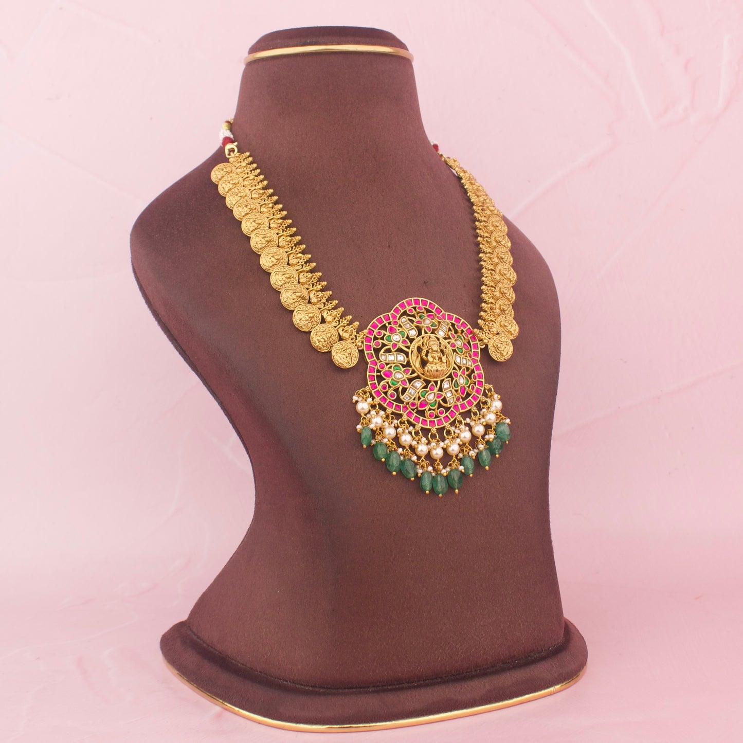 Traditional South Indian Temple Necklace Set With Earrings