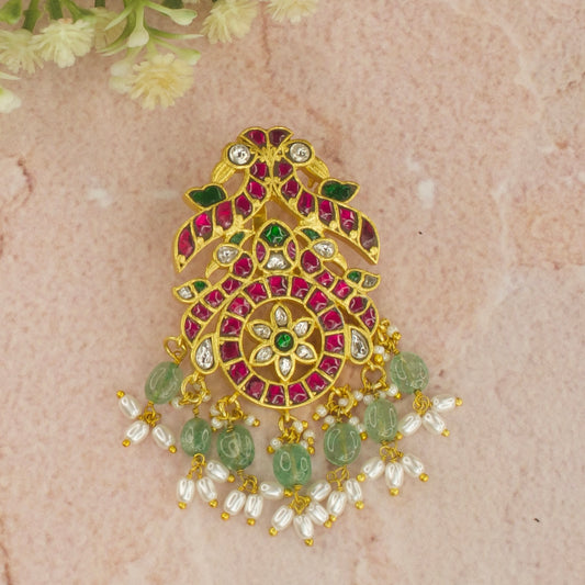 Exquisite Paisley and Floral Design Jadau Kundan Pendant