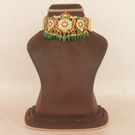 Majestic Jadau Kundan Choker With Heavy Pearl Chain