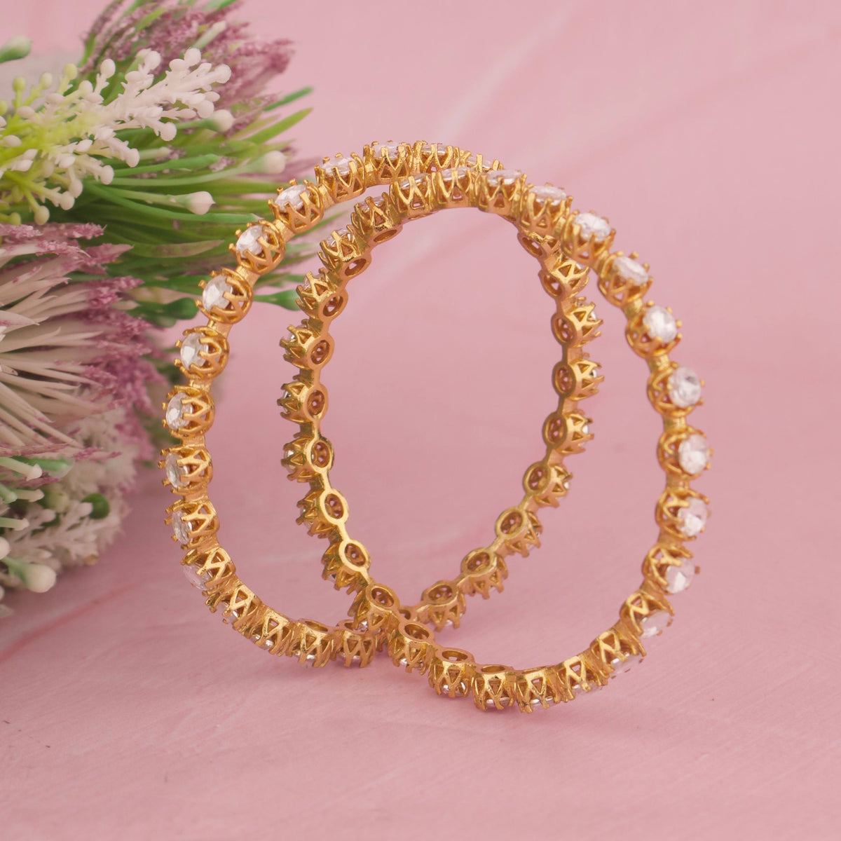 Elegant Moissanite Polki Bangles - Handcrafted Indian Bridal Jewelry by Dulhan Jewels
