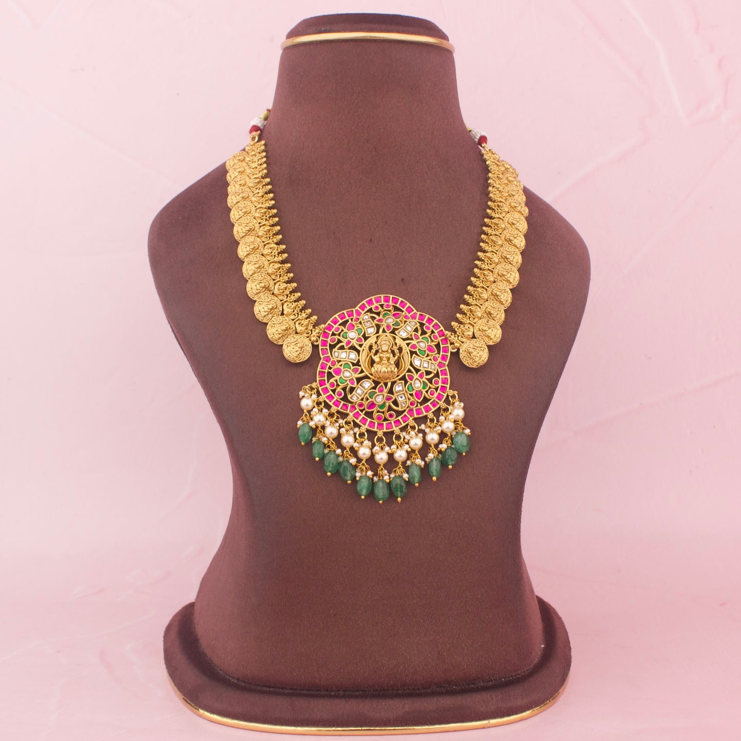 Traditional South Indian Temple Necklace Set With Earrings