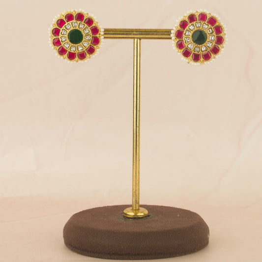 Classic Jadau Kundan Flower Design Studs