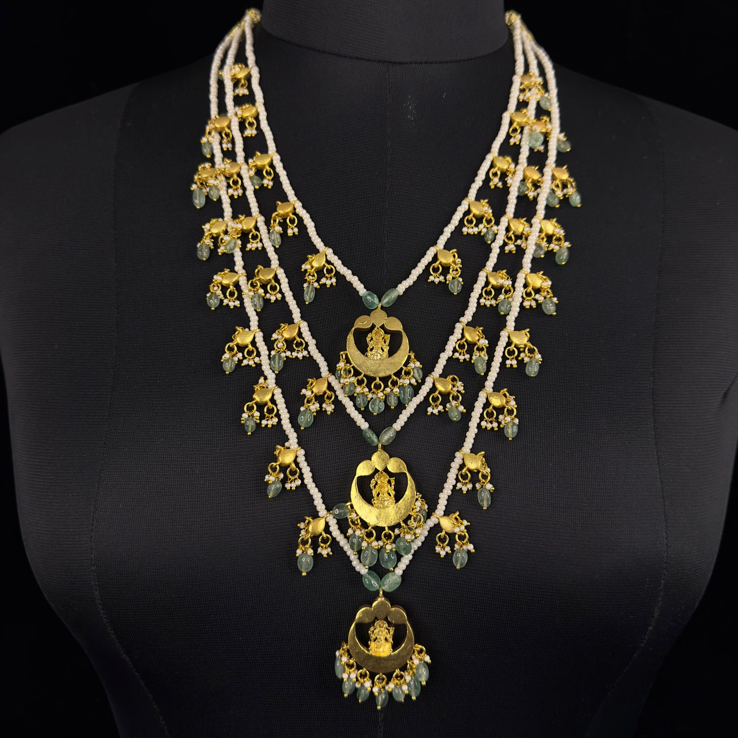 Jadau Kundan Multi-Layered Necklace with laxmi mata locket