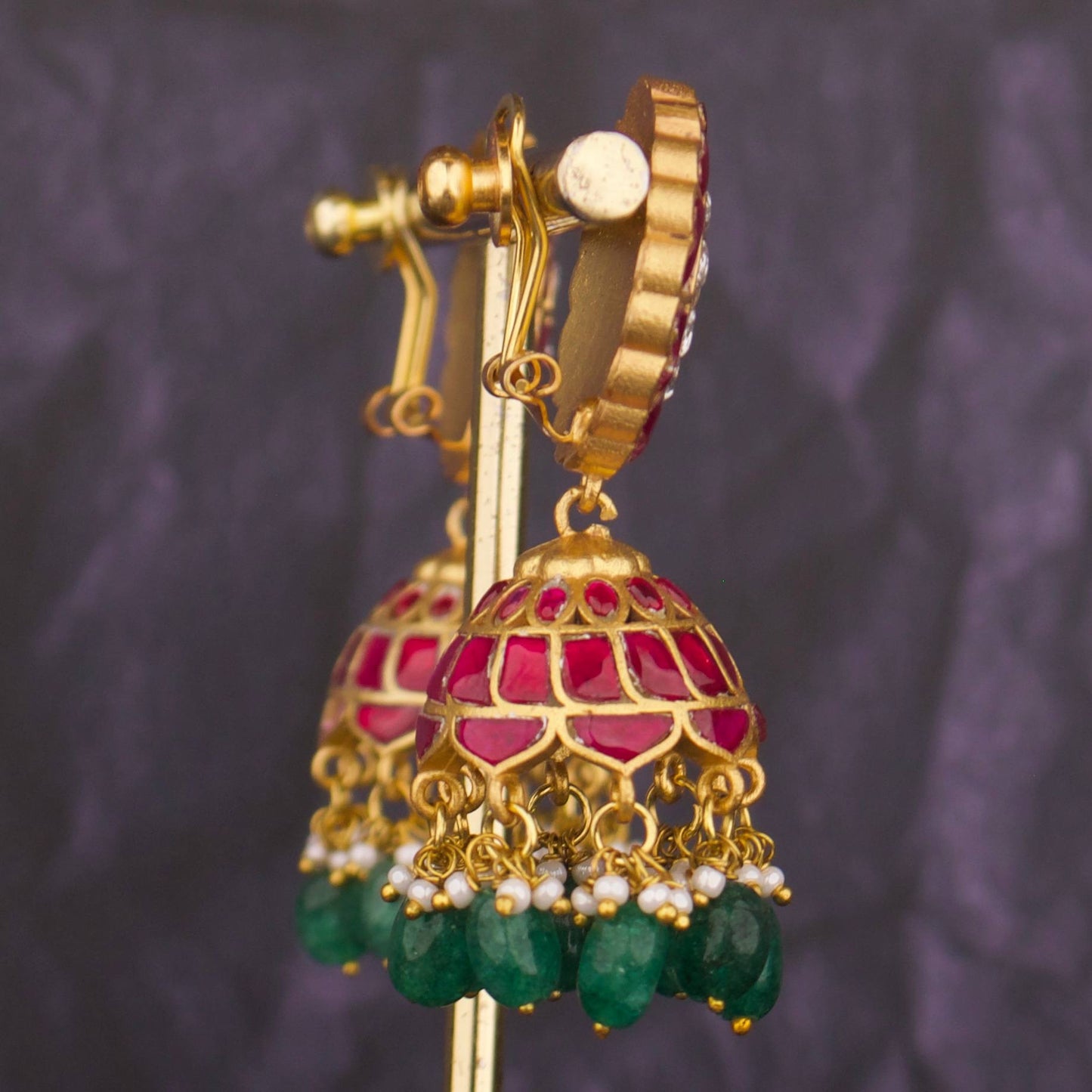 Lavish Floral Design Jadau Kundan Jhumki