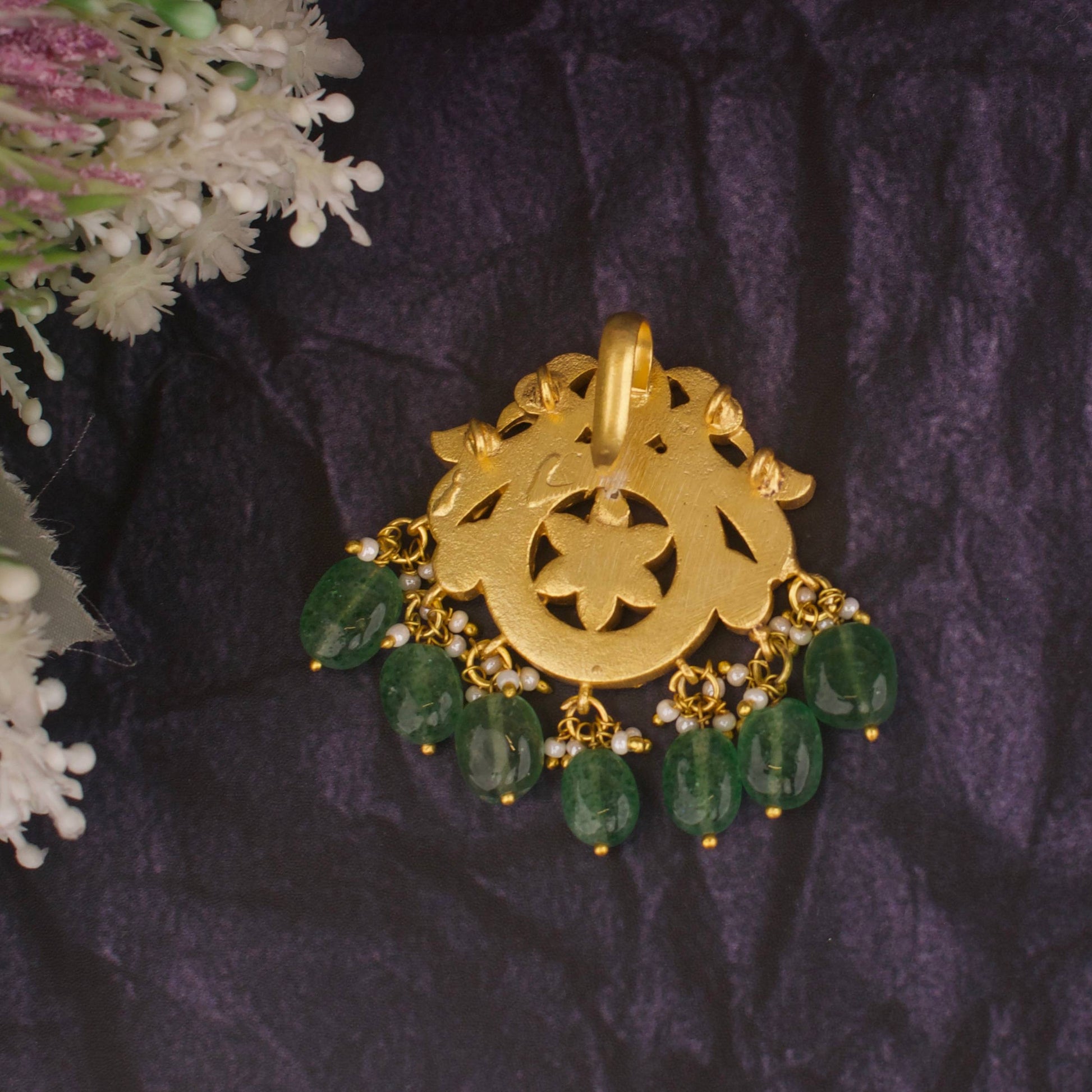 Peacock & Floral Design Jadau Kundan Small Locket
