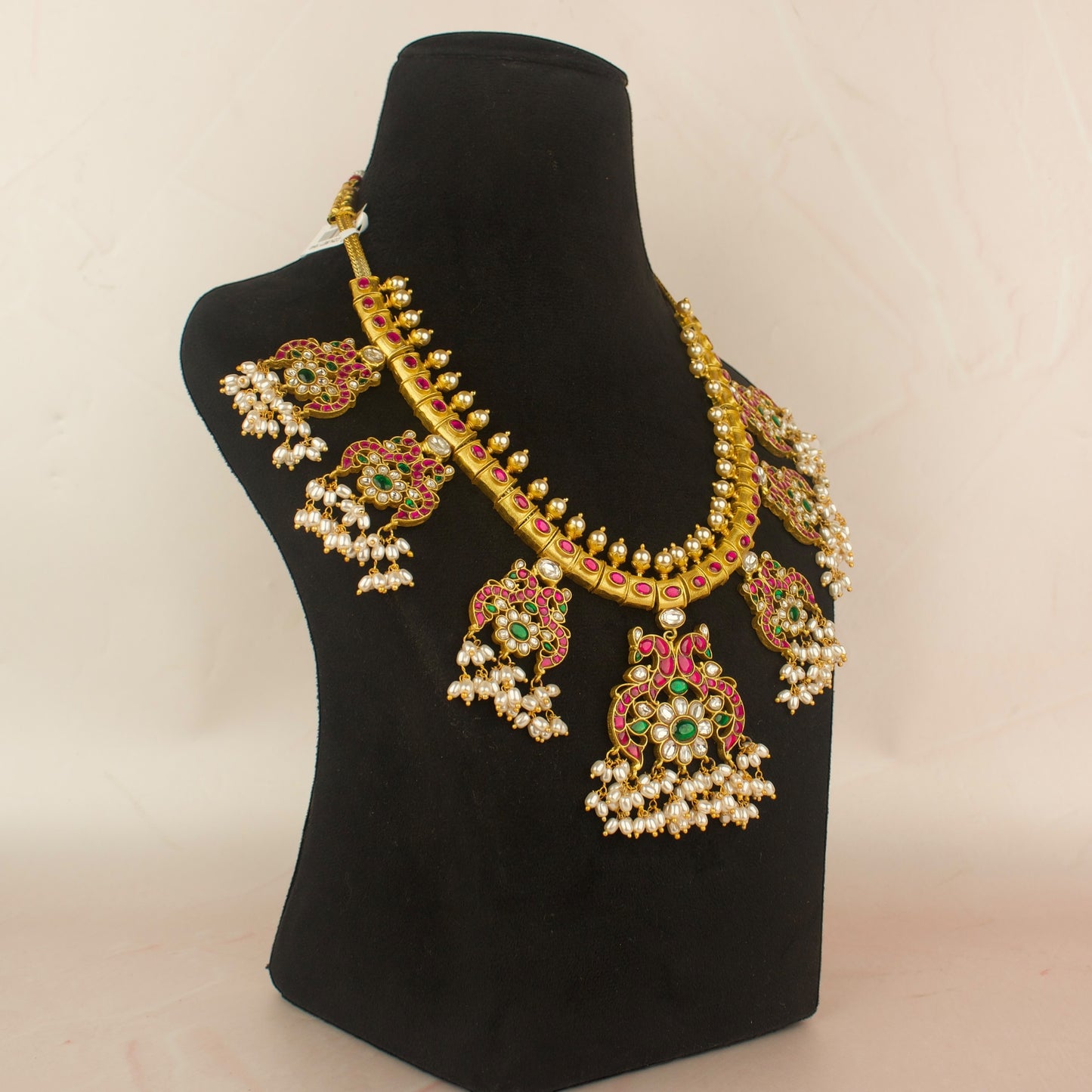 Peacock Design Jadau Kundan Guttapusalu Necklace