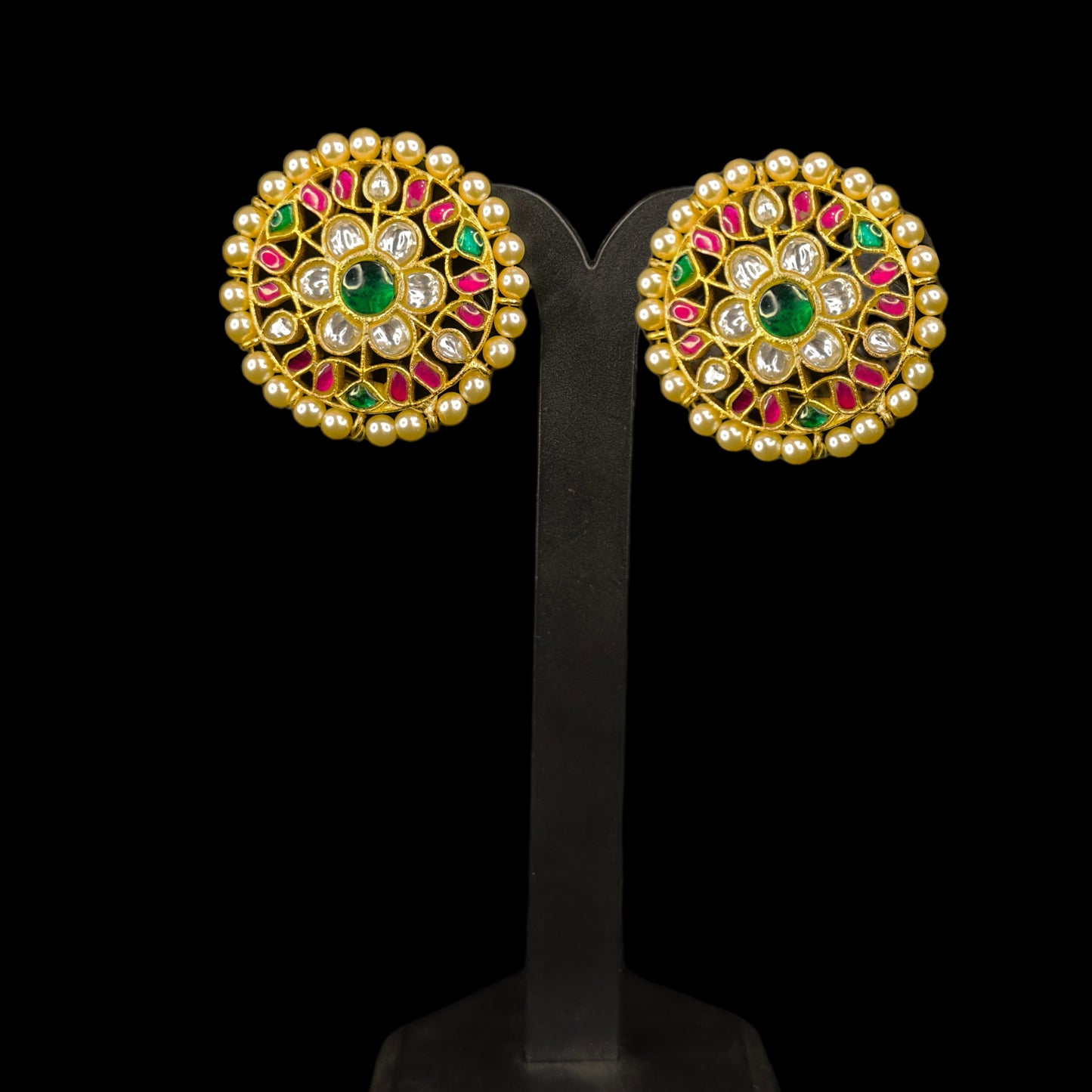 Beautiful Jadau Kundan multi stud Earrings with pearls