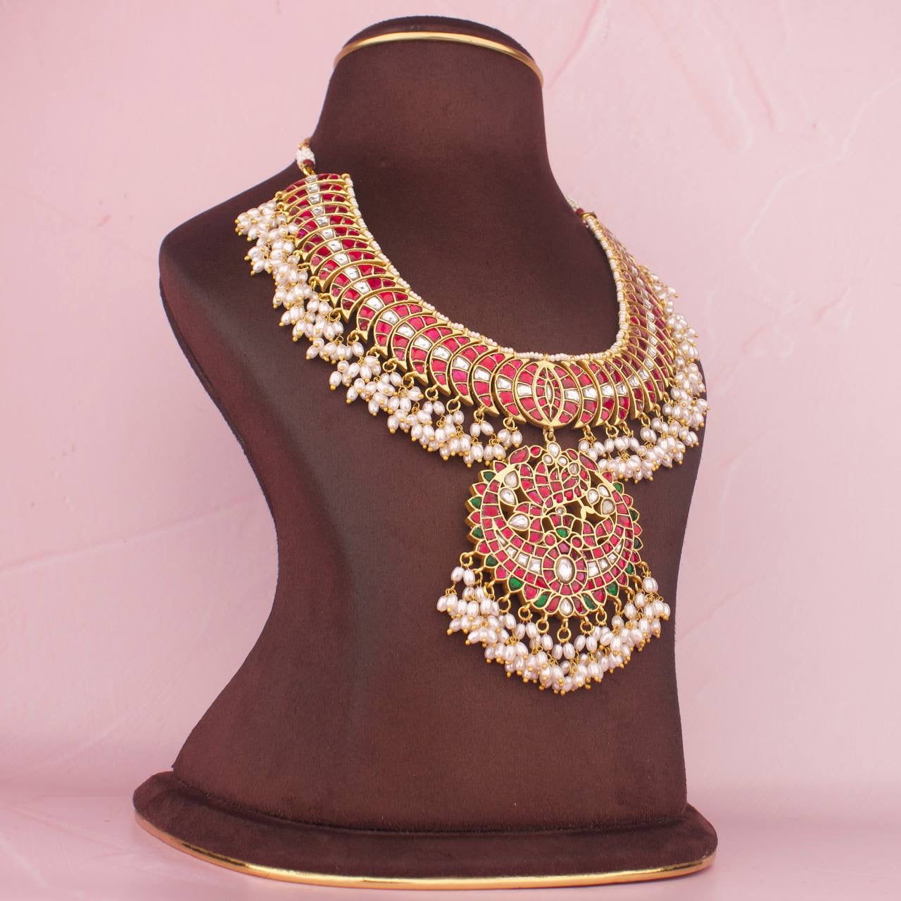 Traditional Jadau Kundan Short Necklace With ChandBali Locket