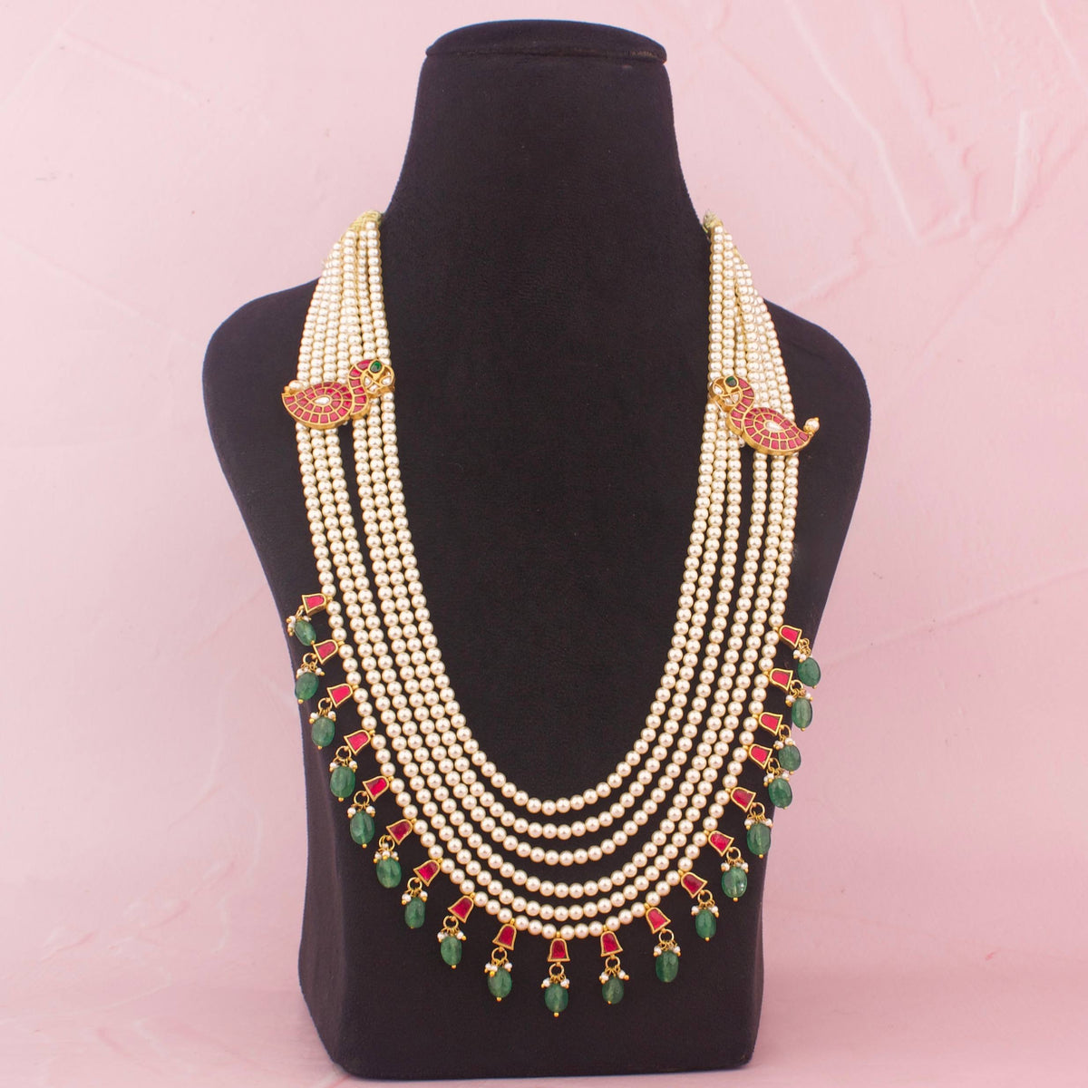 Radiant Pearl Mala With Jadau Kundan Side Lockets