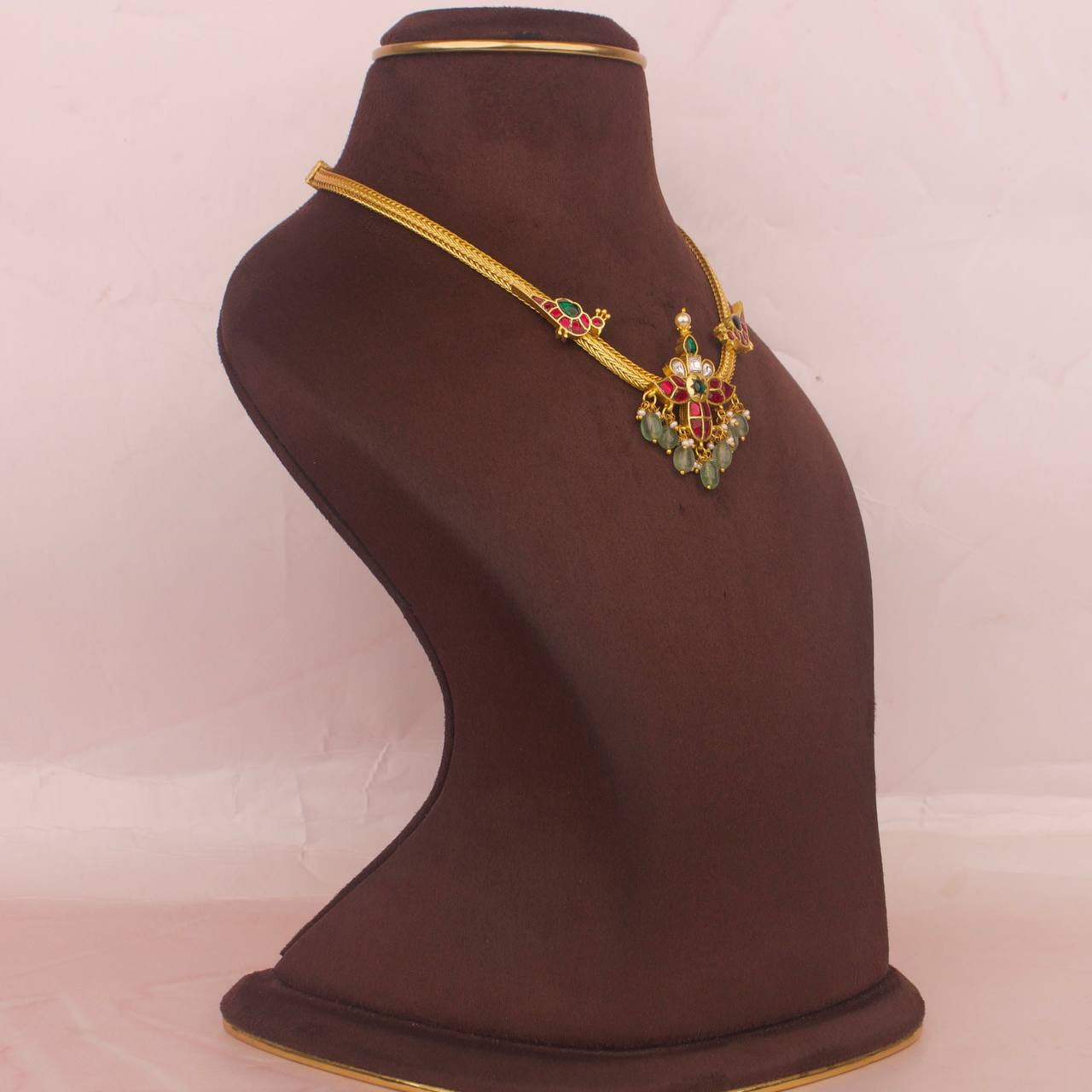 Simple Jadau Kundan Nantad Chain Necklace