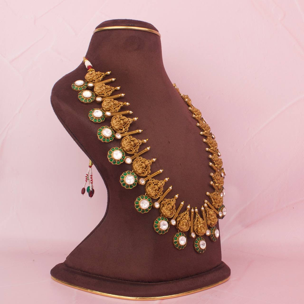 Traditional Bottu Mala Necklace In Kundan & Polki