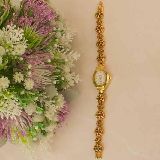 Beauteous Floral Design Lockets Jadau Kundan Watch