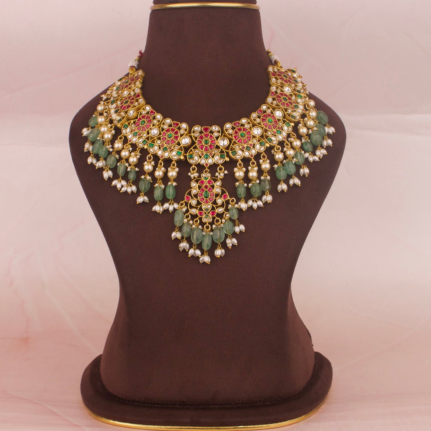 Luxury Jadau Kundan Necklace With Guttapusalu Hangings