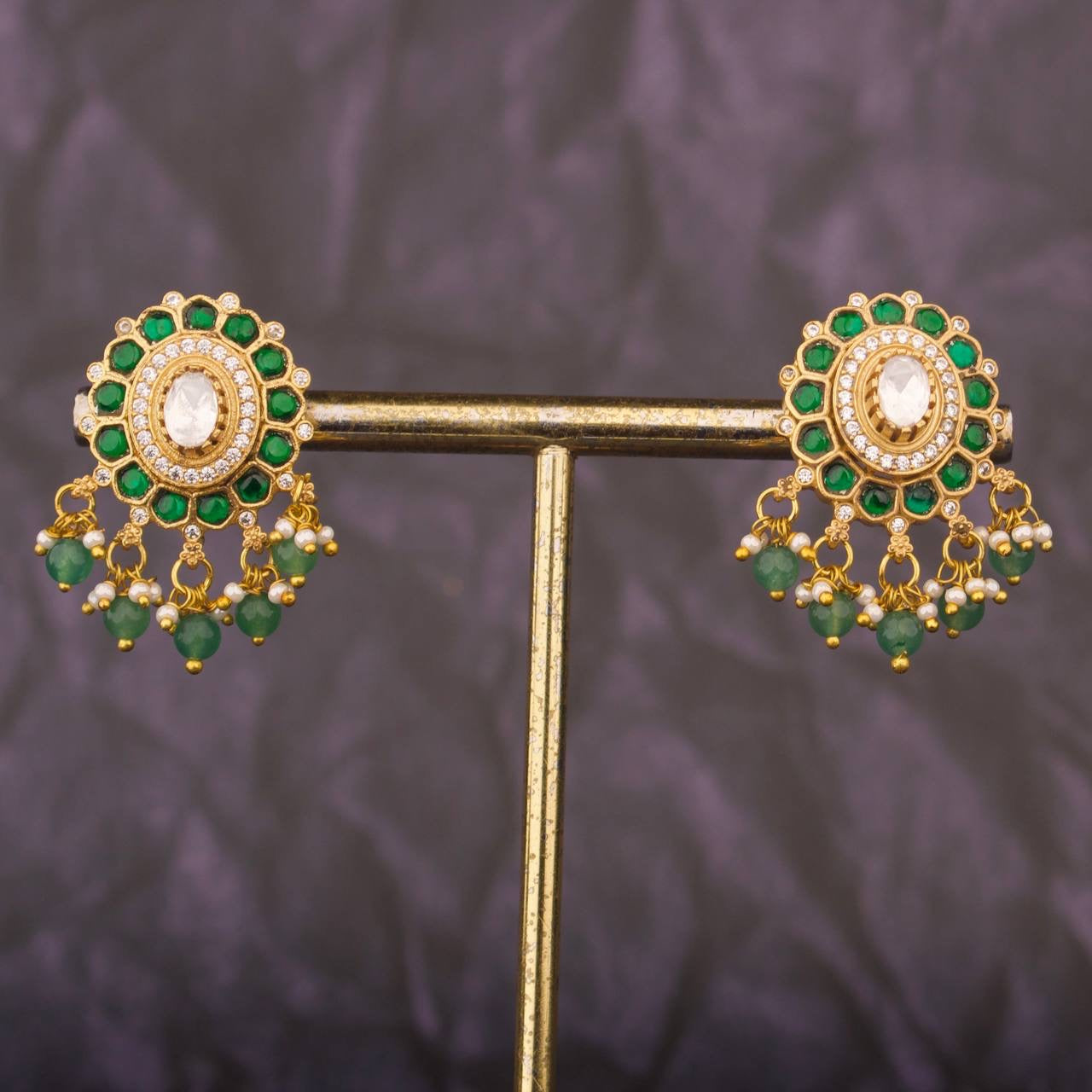 Antique Jadau Kundan Polki Stud Earrings